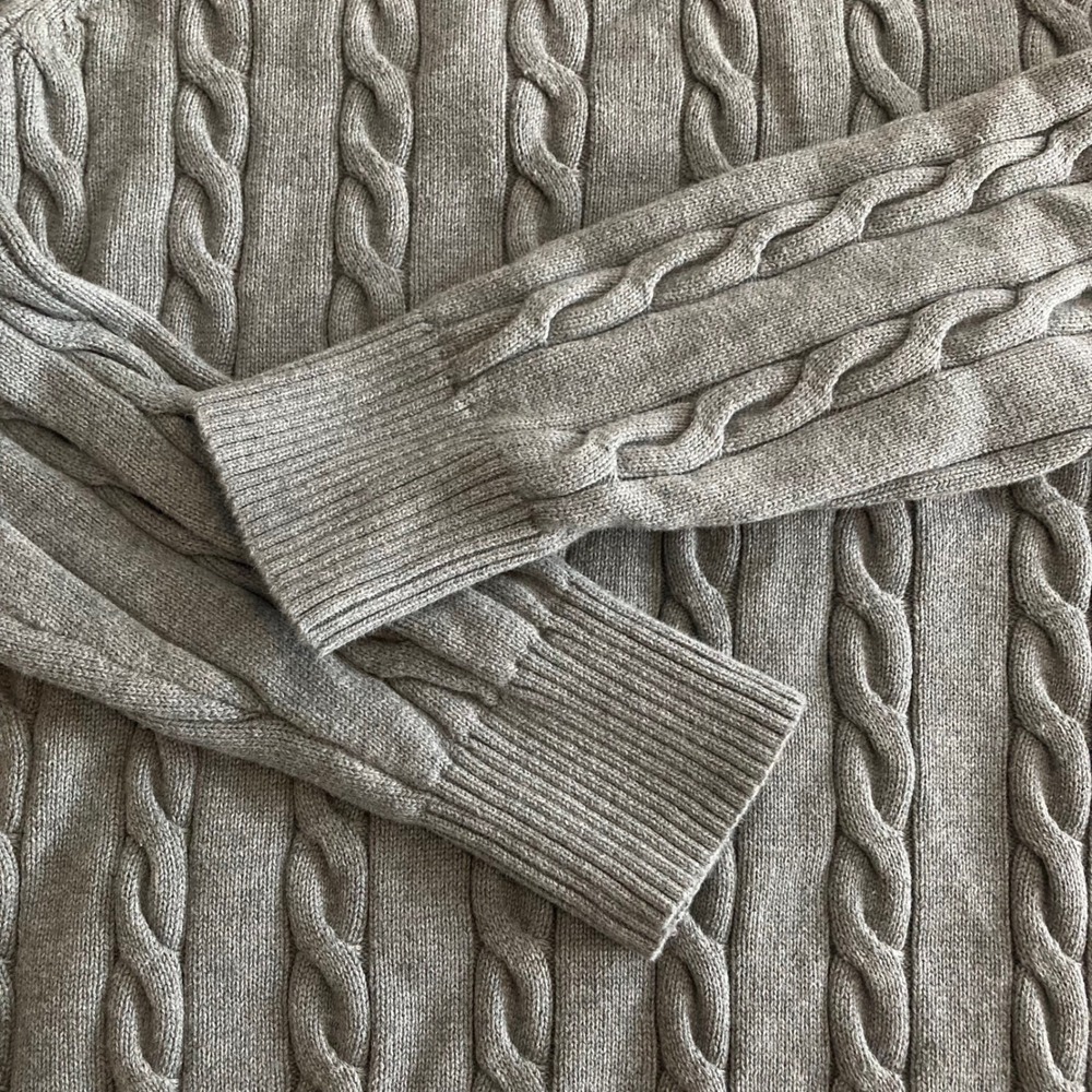 Brooks Brothers Sweater Mens Medium Grey Cable Knit Crew Neck Cotton Pullover - Picture 9 of 12